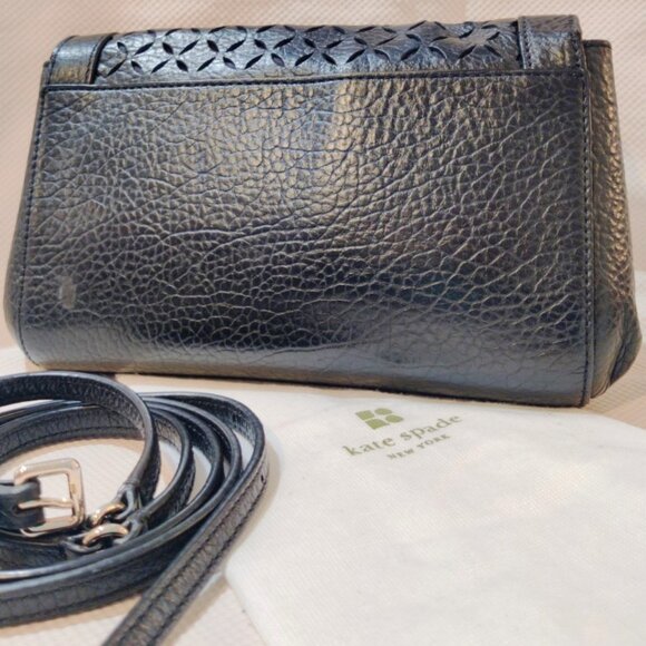 Kate Spade Perri Lane Greer Leather Laser Cutout Crossbody/Clutch in Black EUC - Picture 6 of 16